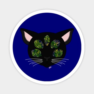 Black Cat Galaxy (Green/Blue) Magnet